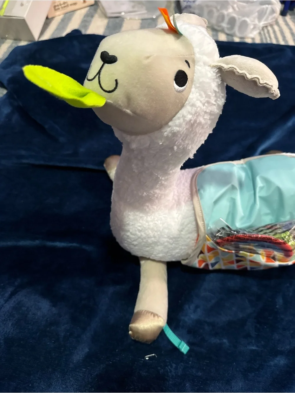 Fisher Price Llama Grow with Me Tummy Time Pillow Plush Infant Baby Toy  New